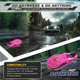 AUTMATCH Winch Snatch Block 18 Ton - Winch Pulley (79,366 Lbs) Break Strength, Heavy Duty Off Road Recovery Towing Pulley Blocks for Synthetic Rope or Steel Cable, Truck, UTV, ATV, Pink