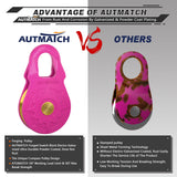 AUTMATCH Winch Snatch Block 18 Ton - Winch Pulley (79,366 Lbs) Break Strength, Heavy Duty Off Road Recovery Towing Pulley Blocks for Synthetic Rope or Steel Cable, Truck, UTV, ATV, Pink