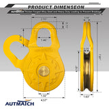 AUTMATCH Winch Snatch Block 18 Ton - Winch Pulley (79,366 Lbs) Break Strength, Heavy Duty Off Road Recovery Towing Pulley Blocks for Synthetic Rope or Steel Cable, Truck, UTV, ATV,Yellow