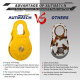 AUTMATCH Winch Snatch Block 18 Ton - Winch Pulley (79,366 Lbs) Break Strength, Heavy Duty Off Road Recovery Towing Pulley Blocks for Synthetic Rope or Steel Cable, Truck, UTV, ATV,Yellow