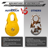 AUTMATCH Winch Snatch Block 18 Ton - Winch Pulley (79,366 Lbs) Break Strength, Heavy Duty Off Road Recovery Towing Pulley Blocks for Synthetic Rope or Steel Cable, Truck, UTV, ATV,Yellow