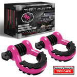 AUTMATCH 3/4" D Ring Shackle (2 Pack) 41,887Ib Break Strength with 7/8" Screw Pin and Isolator & Washer Kit Pink & Black