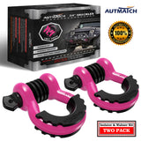 AUTMATCH 3/4" D Ring Shackle (2 Pack) 41,887Ib Break Strength with 7/8" Screw Pin and Isolator & Washer Kit Pink & Black