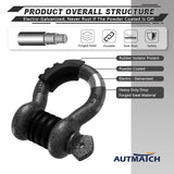 AUTMATCH 3/4" D Ring Shackle (2 Pack) 41,887Ib Break Strength with 7/8" Screw Pin and Isolator & Washer Kit Dark Grainstone