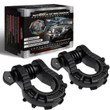 AUTMATCH Shackles 3/4" D Ring Shackle (2 Pack) 68,000Ibs Break Strength with Shackle Isolator & Washers Kit Frosted Black