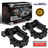 AUTMATCH Shackles 3/4" D Ring Shackle (2 Pack) 68,000Ibs Break Strength with Shackle Isolator & Washers Kit Frosted Black