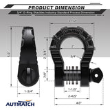 AUTMATCH Shackles 3/4" D Ring Shackle (2 Pack) 68,000Ibs Break Strength with Shackle Isolator & Washers Kit Frosted Black