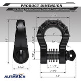 AUTMATCH Shackles 3/4" D Ring Shackle (2 Pack) 68,000Ibs Break Strength with Shackle Isolator & Washers Kit Black