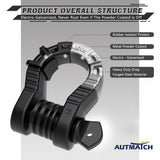 AUTMATCH Shackles 3/4" D Ring Shackle (2 Pack) 68,000Ibs Break Strength with Shackle Isolator & Washers Kit Frosted Black