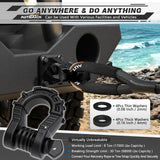 AUTMATCH Shackles 3/4" D Ring Shackle (2 Pack) 68,000Ibs Break Strength with Shackle Isolator & Washers Kit Frosted Black