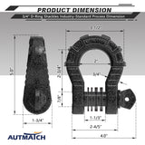 AUTMATCH Shackles 3/4" D Ring Shackle (2 Pack) 68,000Ibs Break Strength with Shackle Isolator & Washers Kit Grainstone