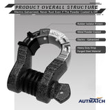 AUTMATCH Shackles 3/4" D Ring Shackle (2 Pack) 68,000Ibs Break Strength with Shackle Isolator & Washers Kit Grainstone