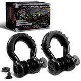 AUTMATCH Anti-Theft D Ring Shackle 3/4" (2 Pack) - 41,887 lbs Break Strength - Clevis Shackles with 7/8" Security Pin & Isolator Kit Fits Truck, SUV, Tow Strap, Towing & Off-Road Recovery, Black