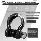 AUTMATCH Anti-Theft D Ring Shackle 3/4" (2 Pack) - 41,887 lbs Break Strength - Clevis Shackles with 7/8" Security Pin & Isolator Kit Fits Truck, SUV, Tow Strap, Towing & Off-Road Recovery, Black