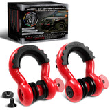 AUTMATCH Anti-Theft D Ring Shackle 3/4" (2 Pack) - 41,887 lbs Break Strength - Clevis Shackles with 7/8" Security Pin & Isolator Kit Fits Truck, SUV, Tow Strap, Towing & Off-Road Recovery, Black