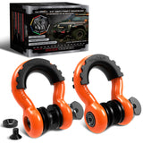 AUTMATCH Anti-Theft D Ring Shackle 3/4" (2 Pack) - 41,887 lbs Break Strength - Clevis Shackles with 7/8" Security Pin & Isolator Kit Fits Truck, SUV, Tow Strap, Towing & Off-Road Recovery, Black