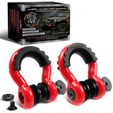 AUTMATCH Anti-Theft D Ring Shackle 3/4" (2 Pack) - 41,887 lbs Break Strength - Clevis Shackles with 7/8" Security Pin & Isolator Kit Fits Truck, SUV, Tow Strap, Towing & Off-Road Recovery, Black