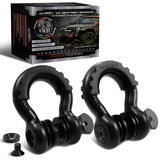 AUTMATCH Anti-Theft D Ring Shackle 3/4" (2 Pack) - 41,887 lbs Break Strength - Clevis Shackles with 7/8" Security Pin & Isolator Kit Fits Truck, SUV, Tow Strap, Towing & Off-Road Recovery, Black