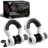 AUTMATCH Anti-Theft D Ring Shackle 3/4" (2 Pack) - 41,887 lbs Break Strength - Clevis Shackles with 7/8" Security Pin & Isolator Kit Fits Truck, SUV, Tow Strap, Towing & Off-Road Recovery, Black