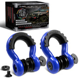 AUTMATCH Anti-Theft D Ring Shackle 3/4" (2 Pack) - 41,887 lbs Break Strength - Clevis Shackles with 7/8" Security Pin & Isolator Kit Fits Truck, SUV, Tow Strap, Towing & Off-Road Recovery, Black