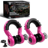 AUTMATCH Anti-Theft D Ring Shackle 3/4" (2 Pack) - 41,887 lbs Break Strength - Clevis Shackles with 7/8" Security Pin & Isolator Kit Fits Truck, SUV, Tow Strap, Towing & Off-Road Recovery, Black