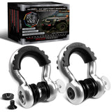 AUTMATCH Anti-Theft D Ring Shackle 3/4" (2 Pack) - 41,887 lbs Break Strength - Clevis Shackles with 7/8" Security Pin & Isolator Kit Fits Truck, SUV, Tow Strap, Towing & Off-Road Recovery, Black