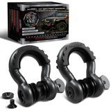 AUTMATCH Anti-Theft D Ring Shackle 3/4" (2 Pack) - 41,887 lbs Break Strength - Clevis Shackles with 7/8" Security Pin & Isolator Kit Fits Truck, SUV, Tow Strap, Towing & Off-Road Recovery, Black