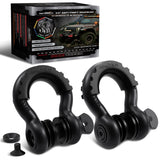 AUTMATCH Anti-Theft D Ring Shackle 3/4" (2 Pack) - 41,887 lbs Break Strength - Clevis Shackles with 7/8" Security Pin & Isolator Kit Fits Truck, SUV, Tow Strap, Towing & Off-Road Recovery, Black