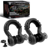 AUTMATCH Anti-Theft D Ring Shackle 3/4" (2 Pack) - 41,887 lbs Break Strength - Clevis Shackles with 7/8" Security Pin & Isolator Kit Fits Truck, SUV, Tow Strap, Towing & Off-Road Recovery, Black