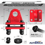 AUTMATCH D Ring Shackle Mount with Backer Plate (2 Pack) - Bolt On Clevis Mount Bumper Shackle Bracket, Max 24T (52,910 Lbs) For Bumper, Bucket, Trailer Truck, Red