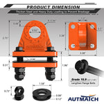 AUTMATCH D Ring Shackle Mount with Backer Plate (2 Pack) - Bolt On Clevis Mount Bumper Shackle Bracket, Max 24T (52,910 Lbs) For Bumper, Bucket, Trailer Truck, Orange