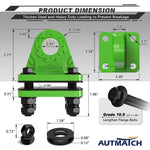 AUTMATCH D Ring Shackle Mount with Backer Plate (2 Pack) - Bolt On Clevis Mount Bumper Shackle Bracket, Max 24T (52,910 Lbs) For Bumper, Bucket, Trailer Truck, Green