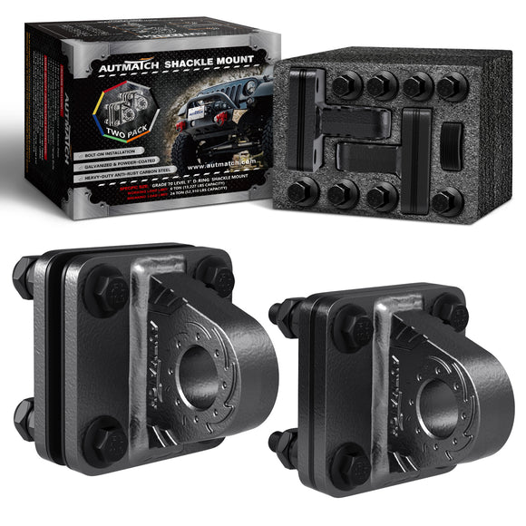 AUTMATCH D Ring Shackle Mount with Backer Plate (2 Pack) - Bolt On Clevis Mount Bumper Shackle Bracket, Max 24T (52,910 Lbs) For Bumper, Bucket, Trailer Truck, Gunmetal Gray