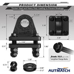 AUTMATCH D Ring Shackle Mount with Backer Plate (2 Pack) - Bolt On Clevis Mount Bumper Shackle Bracket, Max 24T (52,910 Lbs) For Bumper, Bucket, Trailer Truck, Matte Black