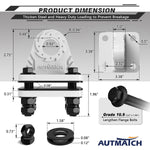 AUTMATCH D Ring Shackle Mount with Backer Plate (2 Pack) - Bolt On Clevis Mount Bumper Shackle Bracket, Max 24T (52,910 Lbs) For Bumper, Bucket, Trailer Truck,White
