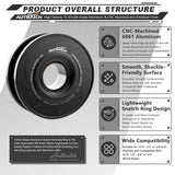 AUTMATCH Recovery Ring 76,000Lbs - Heavy Duty Flame Winch Snatch Block Pulley Ring for Synthetic Rope, Aluminum Towing Ring Off-Road Recovery Gear for Soft Shackle, SUV, UTV, ATV, Truck