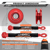 AUTMATCH Soft Shackle 3/4" x 24" (2-Pack) - 66,200Lbs Break Strength UHMWPE Synthetic Shackles, Heavy Duty Recovery Tow Shackle Kit for Off-Road, Jeep, Truck, SUV, ATV, UTV