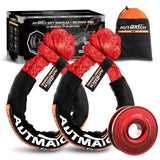 AUTMATCH Soft Shackle 1/2" x 22" (2-Pack) & Recovery Ring Kit - 56,200Lbs Break Strength UHMWPE Synthetic Shackles with Snatch Ring, Off-Road Recovery Towing Gear for Jeep, Truck, SUV, ATV, UTV