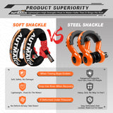 AUTMATCH Soft Shackle 3/4" x 24" (2-Pack) & Recovery Ring Kit - 66,200Lbs Break Strength UHMWPE Synthetic Shackles with Snatch Ring, Off-Road Recovery Towing Gear for Jeep, Truck, SUV, ATV, UTV