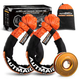 AUTMATCH Soft Shackle 1/2" x 22" (2-Pack) & Recovery Ring Kit - 56,200Lbs Break Strength UHMWPE Synthetic Shackles with Snatch Ring, Off-Road Recovery Towing Gear for Jeep, Truck, SUV, ATV, UTV