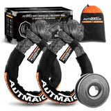 AUTMATCH Soft Shackle 3/4" x 24" (2-Pack) & Recovery Ring Kit - 66,200Lbs Break Strength UHMWPE Synthetic Shackles with Snatch Ring, Off-Road Recovery Towing Gear for Jeep, Truck, SUV, ATV, UTV