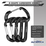 AUTMATCH Carabiner Clips, 3" Spring Snap Hook Caribeener Clips Buckle Heavy Duty Locking Carabiners Chain Quick Links, 4 Pack