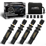 AUTMATCH Adjustable Tire Deflator Valve Kit (10-30PSI) - Automatic Brass Screw-on Tire Air Down Tool Kit (4Pack), Ultimate Auto-Stop Tire Deflators for 4x4 Offroad Vehicles, Jeep, Truck, SUV - Black