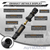 AUTMATCH Adjustable Tire Deflator Valve Kit (10-30PSI) - Automatic Brass Screw-on Tire Air Down Tool Kit (4Pack), Ultimate Auto-Stop Tire Deflators for 4x4 Offroad Vehicles, Jeep, Truck, SUV - Black