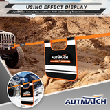 AUTMATCH Winch Cable Damper - Winch Damper for Safety Offroad Rope Recovery and Reducing Cable Recoil, Winch Strap Dampener with Reflective Strips and Storage Pocket
