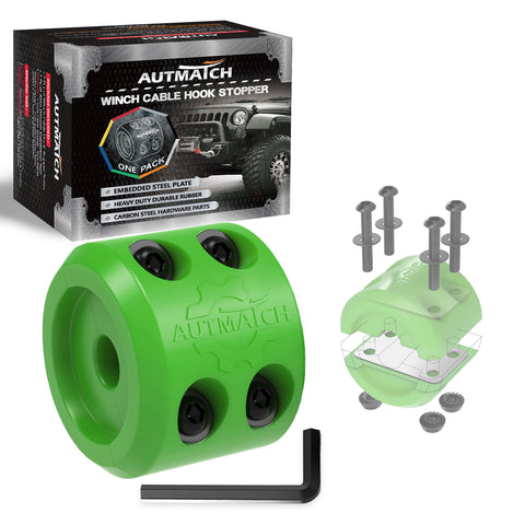AUTMATCH Winch Cable Hook Stopper (1 Pack) Silicone  Rubber Shock Absorbent Winch Stopper Green