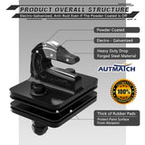 AUTMATCH Tractor Bucket Grab Hook 3/8" (2 Pack), Grade 70 Forged Steel Bolt On Grab Hook Tow Hook Mount with Backer Plate & Rubber Pads, Max 18,000Lbs Work for Loader, Tractor Bucket, Truck, Black