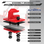 AUTMATCH Tractor Bucket Grab Hook 3/8" (2 Pack), Grade 70 Forged Steel Bolt On Grab Hook Tow Hook Mount with Backer Plate & Rubber Pads, Max 18,000Lbs Work for Loader, Tractor Bucket, Truck, Red