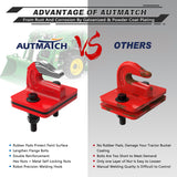 AUTMATCH Tractor Bucket Grab Hook 3/8" (2 Pack), Grade 70 Forged Steel Bolt On Grab Hook Tow Hook Mount with Backer Plate & Rubber Pads, Max 18,000Lbs Work for Loader, Tractor Bucket, Truck, Red