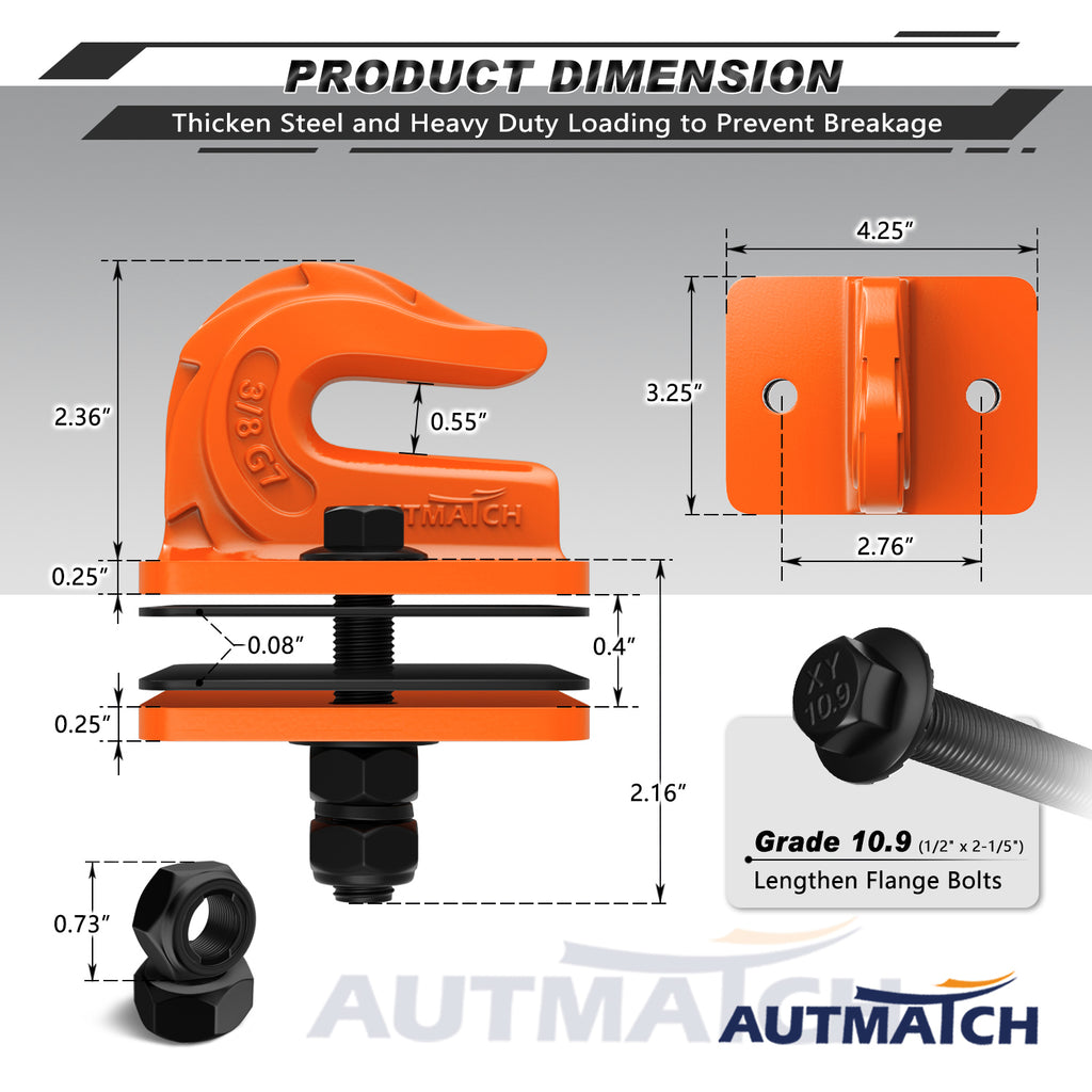 AUTMATCH Tractor Bucket Grab Hook 3/8 (2 Pack), Grade 70 Forged Steel –  Autmatch